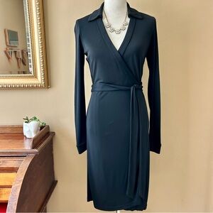 Diane von Furstenberg DVF New Jeanne Two Black Wrap Dress Size 6